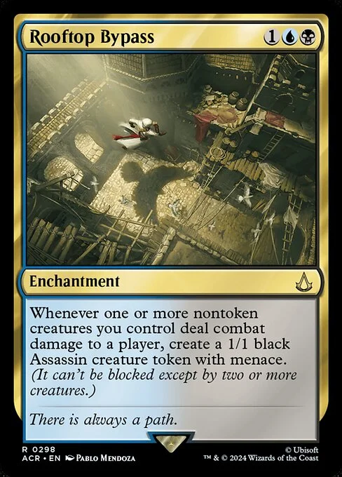 Rooftop Bypass, carta Magic di tipo Enchantment illustrata da Pablo Mendoza