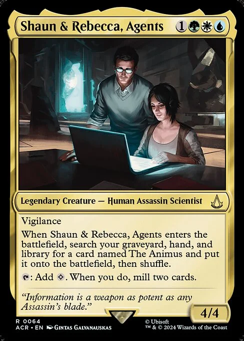 Shaun & Rebecca, Agents, carta Magic di tipo Legendary Creature — Human Assassin Scientist illustrata da Gintas Galvanauskas