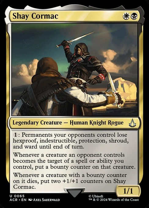 Shay Cormac, carta Magic di tipo Legendary Creature — Human Knight Rogue illustrata da Axel Sauerwald