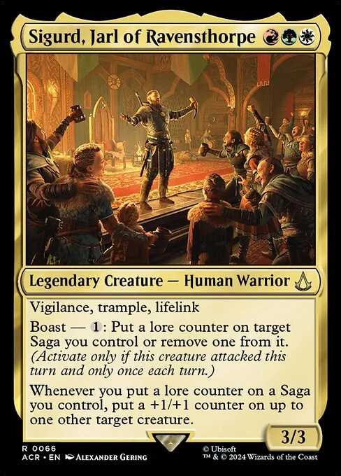 Sigurd, Jarl of Ravensthorpe, carta Magic di tipo Legendary Creature — Human Warrior illustrata da Alexander Gering