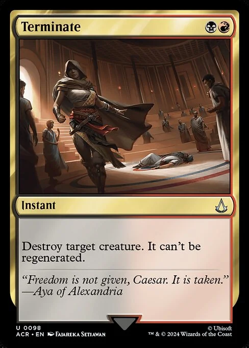 Terminate, carta Magic di tipo Instant illustrata da Fajareka Setiawan