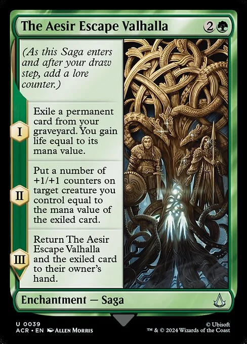 The Aesir Escape Valhalla, carta Magic di tipo Enchantment — Saga illustrata da Allen Morris