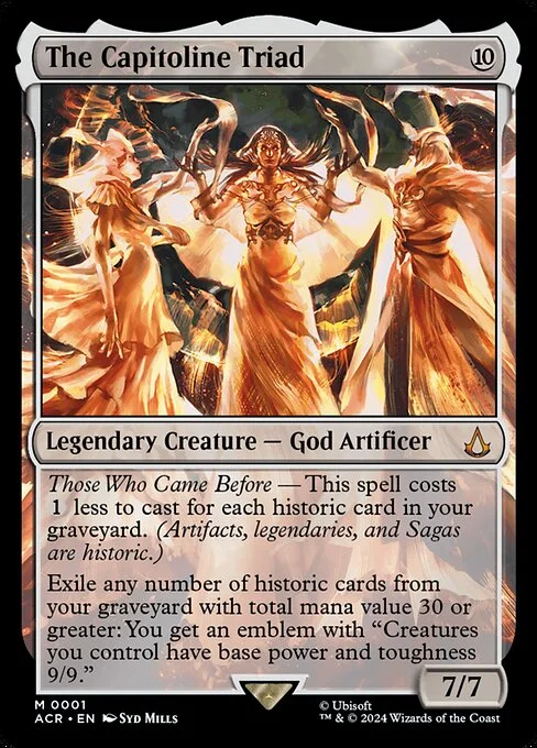 The Capitoline Triad, carta Magic di tipo Legendary Creature — God Artificer illustrata da Syd Mills