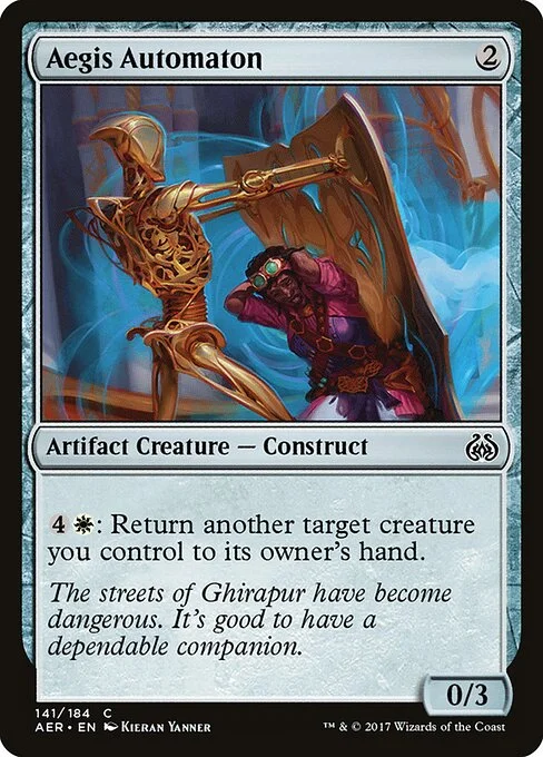 Aegis Automaton, carta Magic di tipo Artifact Creature — Construct illustrata da Kieran Yanner