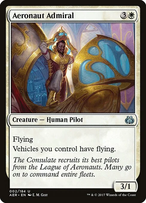 Aeronaut Admiral, carta Magic di tipo Creature — Human Pilot illustrata da E. M. Gist