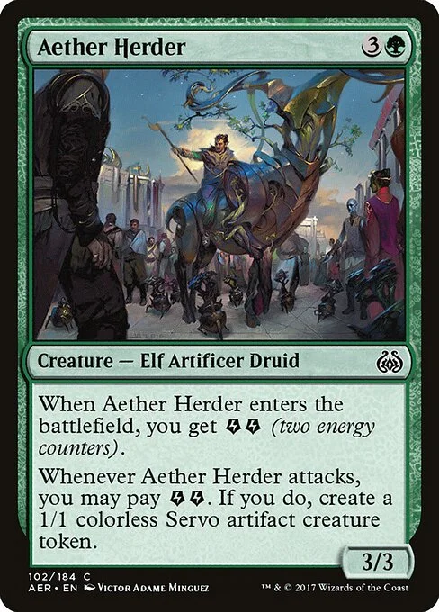 Aether Herder, carta Magic di tipo Creature — Elf Artificer Druid illustrata da Victor Adame Minguez