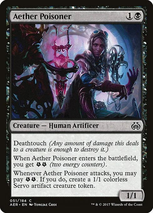 Aether Poisoner, carta Magic di tipo Creature — Human Artificer illustrata da Yongjae Choi