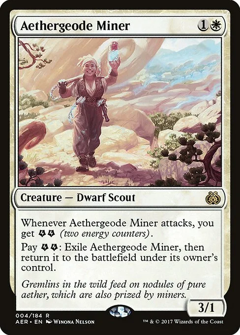 Aethergeode Miner, carta Magic di tipo Creature — Dwarf Scout illustrata da Winona Nelson