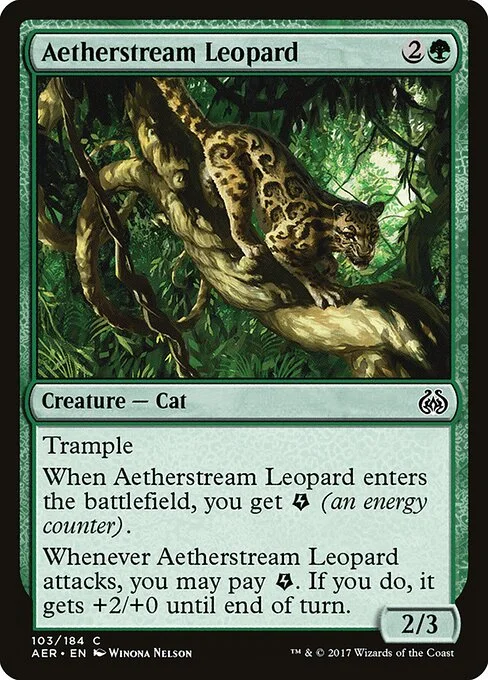 Aetherstream Leopard, carta Magic di tipo Creature — Cat illustrata da Winona Nelson