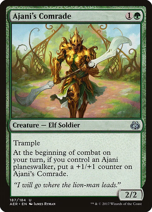 Ajani's Comrade, carta Magic di tipo Creature — Elf Soldier illustrata da James Ryman