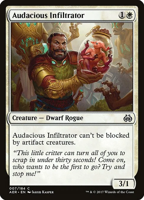 Audacious Infiltrator, carta Magic di tipo Creature — Dwarf Rogue illustrata da Jakub Kasper