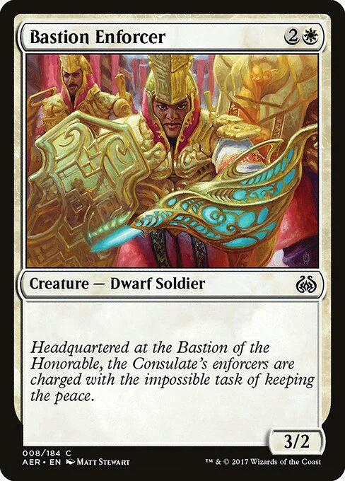 Bastion Enforcer, carta Magic di tipo Creature — Dwarf Soldier illustrata da Matt Stewart