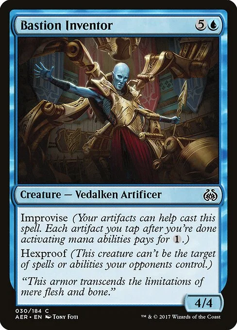 Bastion Inventor, carta Magic di tipo Creature — Vedalken Artificer illustrata da Tony Foti