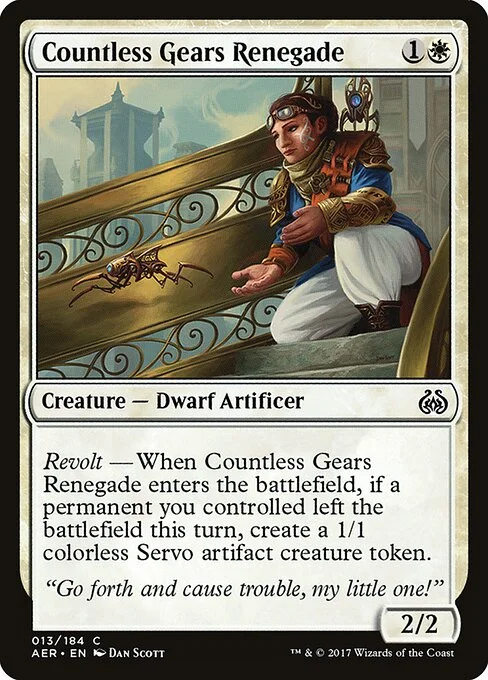 Countless Gears Renegade, carta Magic di tipo Creature — Dwarf Artificer illustrata da Dan Murayama Scott