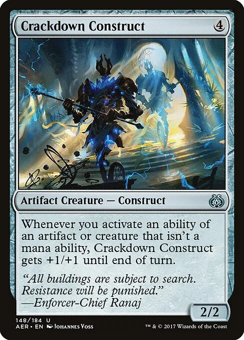 Crackdown Construct, carta Magic di tipo Artifact Creature — Construct illustrata da Johannes Voss