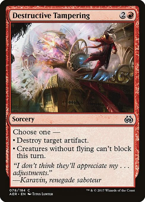 Destructive Tampering, carta Magic di tipo Sorcery illustrata da Titus Lunter