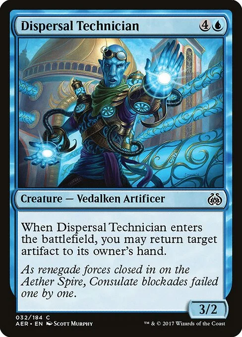 Dispersal Technician, carta Magic di tipo Creature — Vedalken Artificer illustrata da Scott Murphy