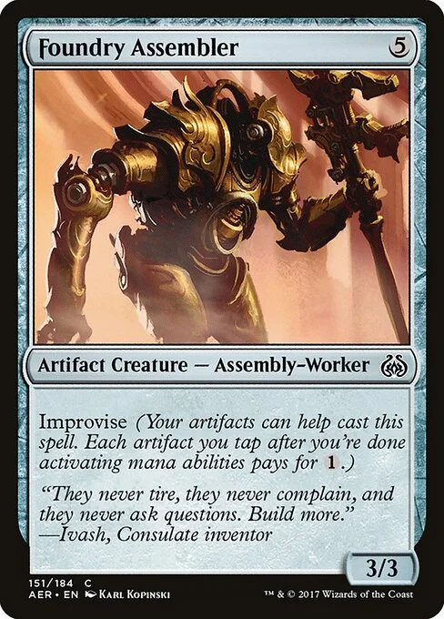 Foundry Assembler, carta Magic di tipo Artifact Creature — Assembly-Worker illustrata da Karl Kopinski