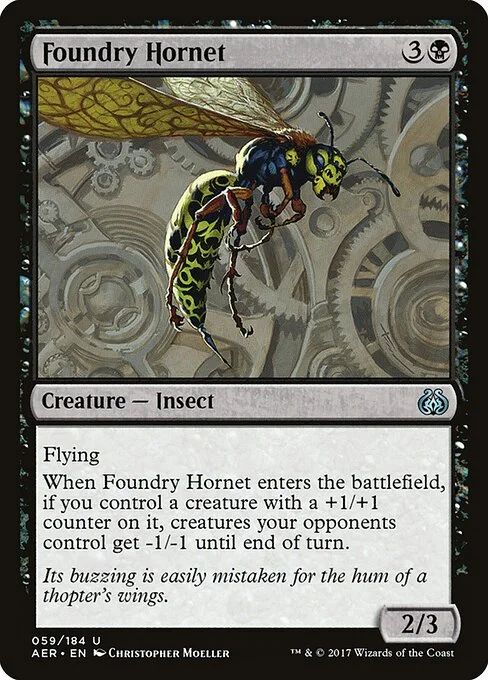 Foundry Hornet, carta Magic di tipo Creature — Insect illustrata da Christopher Moeller