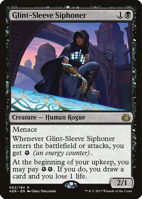 Glint-Sleeve Siphoner, carta Magic di tipo Creature — Human Rogue illustrata da Greg Opalinski