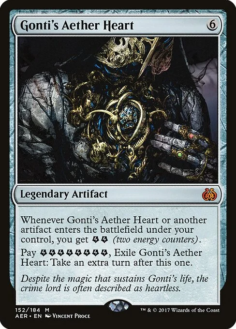 Gonti's Aether Heart, carta Magic di tipo Legendary Artifact illustrata da Vincent Proce
