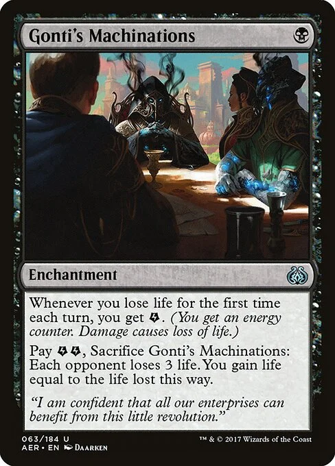 Gonti's Machinations, carta Magic di tipo Enchantment illustrata da Daarken