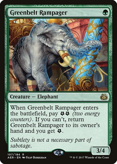Greenbelt Rampager, carta Magic di tipo Creature — Elephant illustrata da Filip Burburan