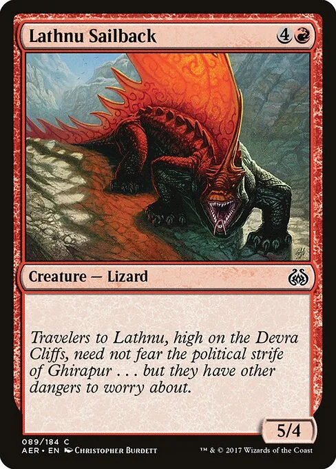 Lathnu Sailback, carta Magic di tipo Creature — Lizard illustrata da Christopher Burdett