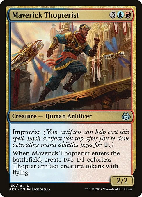 Maverick Thopterist, carta Magic di tipo Creature — Human Artificer illustrata da Zack Stella