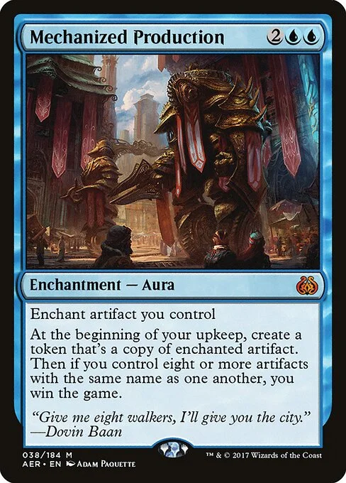 Mechanized Production, carta Magic di tipo Enchantment — Aura illustrata da Adam Paquette