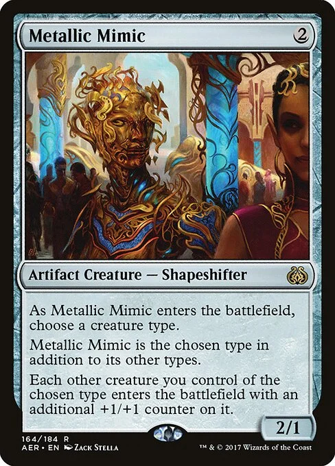 Metallic Mimic, carta Magic di tipo Artifact Creature — Shapeshifter illustrata da Zack Stella