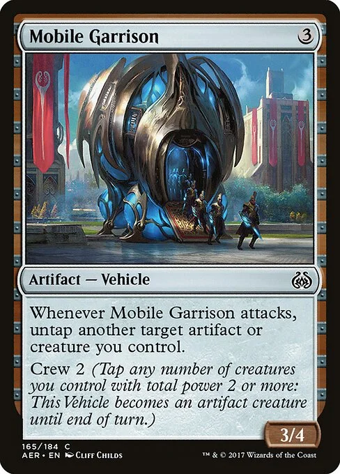 Mobile Garrison, carta Magic di tipo Artifact — Vehicle illustrata da Cliff Childs