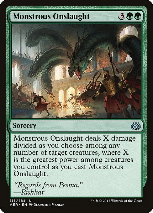 Monstrous Onslaught, carta Magic di tipo Sorcery illustrata da Slawomir Maniak