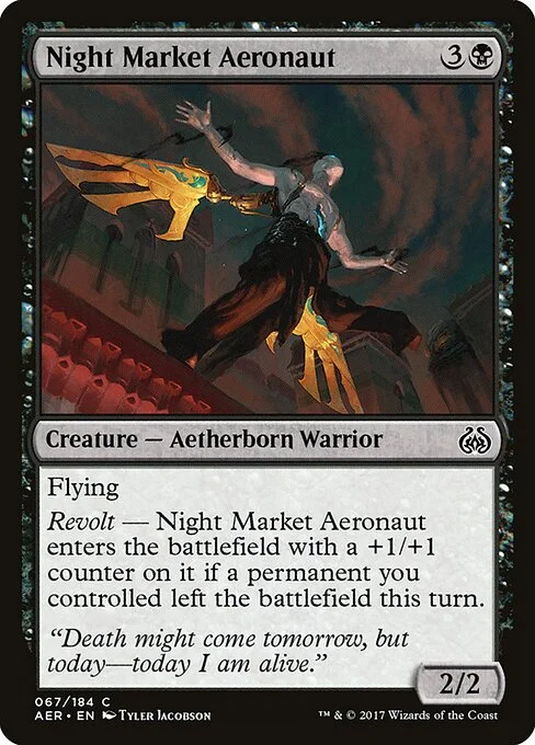 Night Market Aeronaut, carta Magic di tipo Creature — Aetherborn Warrior illustrata da Tyler Jacobson