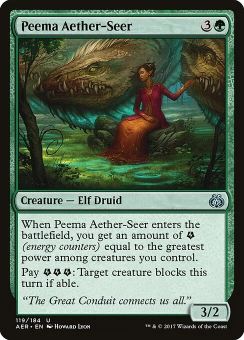 Peema Aether-Seer, carta Magic di tipo Creature — Elf Druid illustrata da Howard Lyon