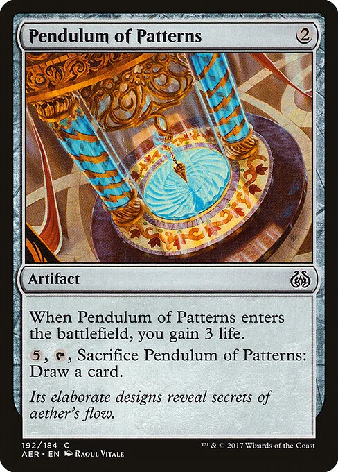 Pendulum of Patterns, carta Magic di tipo Artifact illustrata da Raoul Vitale