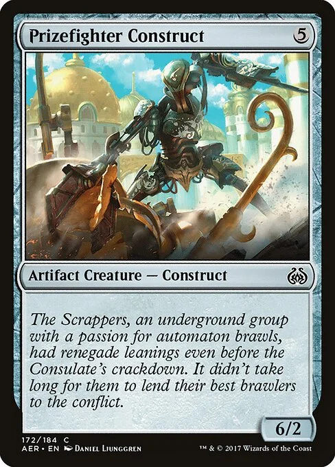 Prizefighter Construct, carta Magic di tipo Artifact Creature — Construct illustrata da Daniel Ljunggren