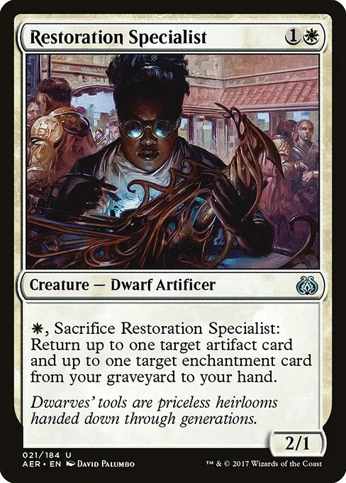 Restoration Specialist, carta Magic di tipo Creature — Dwarf Artificer illustrata da David Palumbo