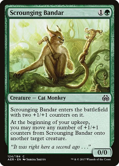 Scrounging Bandar, carta Magic di tipo Creature — Cat Monkey illustrata da Shreya Shetty