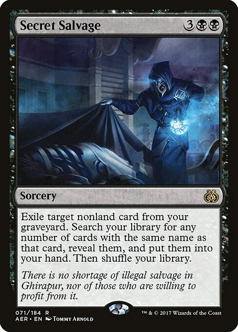 Secret Salvage, carta Magic di tipo Sorcery illustrata da Tommy Arnold