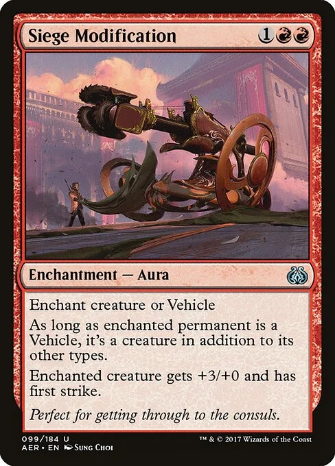 Siege Modification, carta Magic di tipo Enchantment — Aura illustrata da Sung Choi
