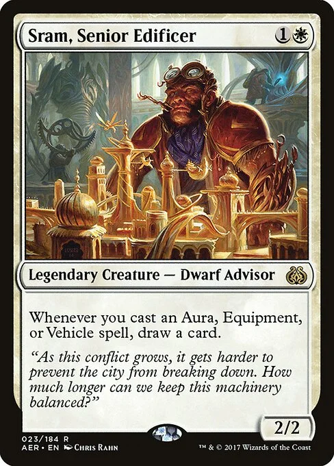 Sram, Senior Edificer, carta Magic di tipo Legendary Creature — Dwarf Advisor illustrata da Chris Rahn