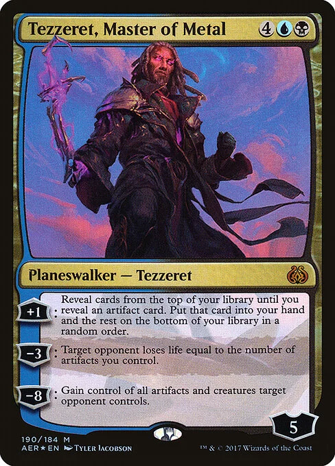 Tezzeret, Master of Metal, carta Magic di tipo Legendary Planeswalker — Tezzeret illustrata da Tyler Jacobson