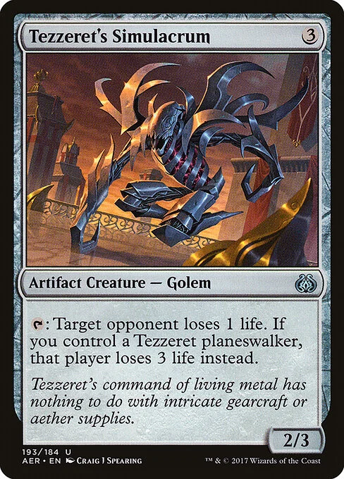 Tezzeret's Simulacrum, carta Magic di tipo Artifact Creature — Golem illustrata da Craig J Spearing