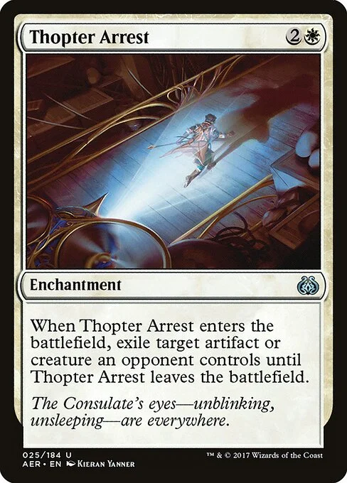 Thopter Arrest, carta Magic di tipo Enchantment illustrata da Kieran Yanner