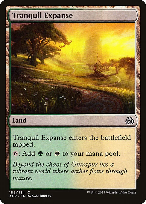 Tranquil Expanse, carta Magic di tipo Land illustrata da Sam Burley