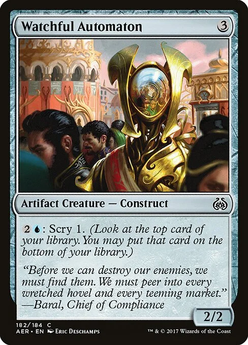 Watchful Automaton, carta Magic di tipo Artifact Creature — Construct illustrata da Eric Deschamps