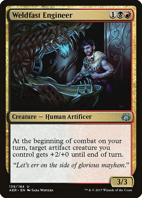 Weldfast Engineer, carta Magic di tipo Creature — Human Artificer illustrata da Sara Winters