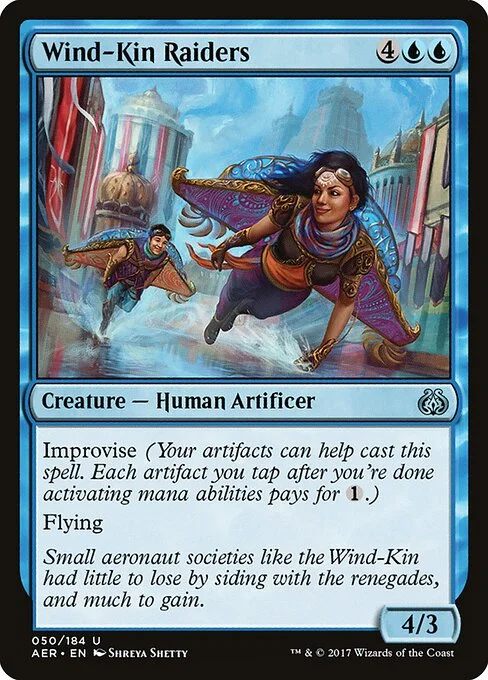 Wind-Kin Raiders, carta Magic di tipo Creature — Human Artificer illustrata da Shreya Shetty