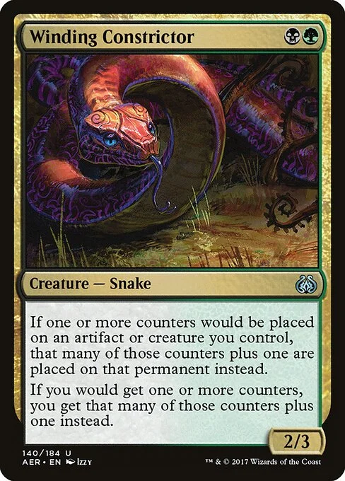 Winding Constrictor, carta Magic di tipo Creature — Snake illustrata da Izzy